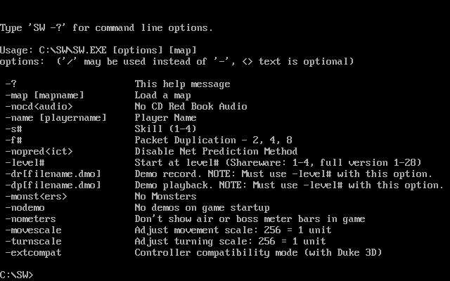 Shadow Warrior Command Line Switches