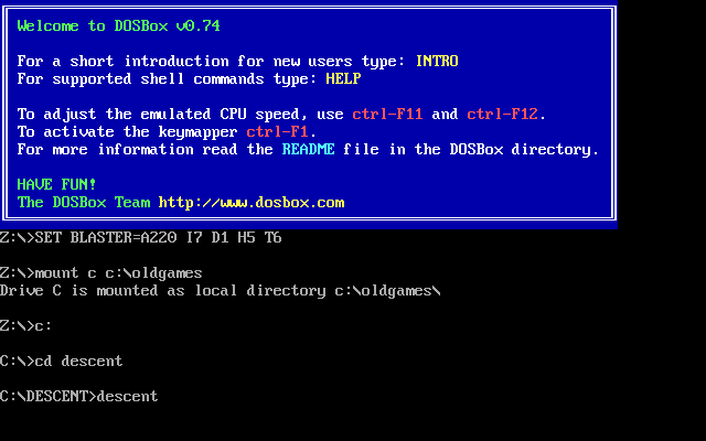 Descent with DosBox Installation