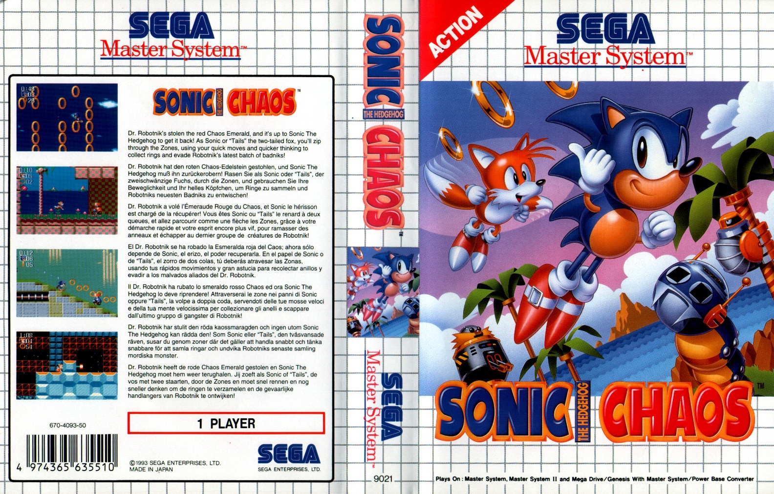 Sonic The Hedgehog Chaos Sega Master System 